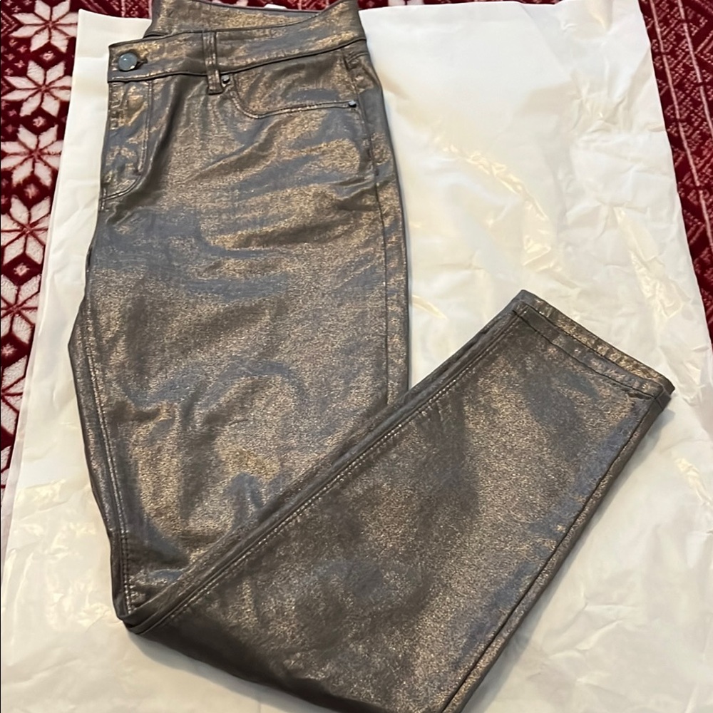 Metallic Silver Women Jeans